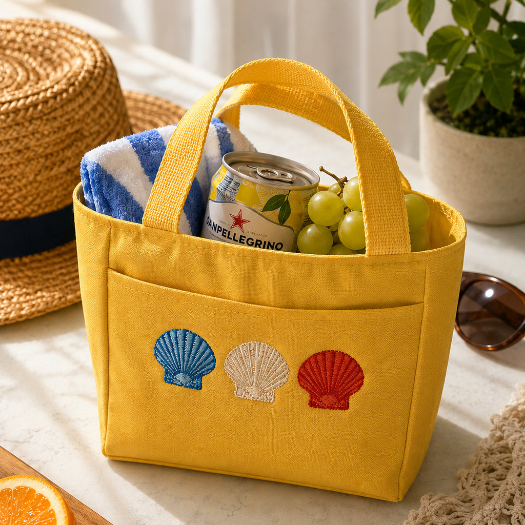 Seashell Embroidered Beach Cooler Bag