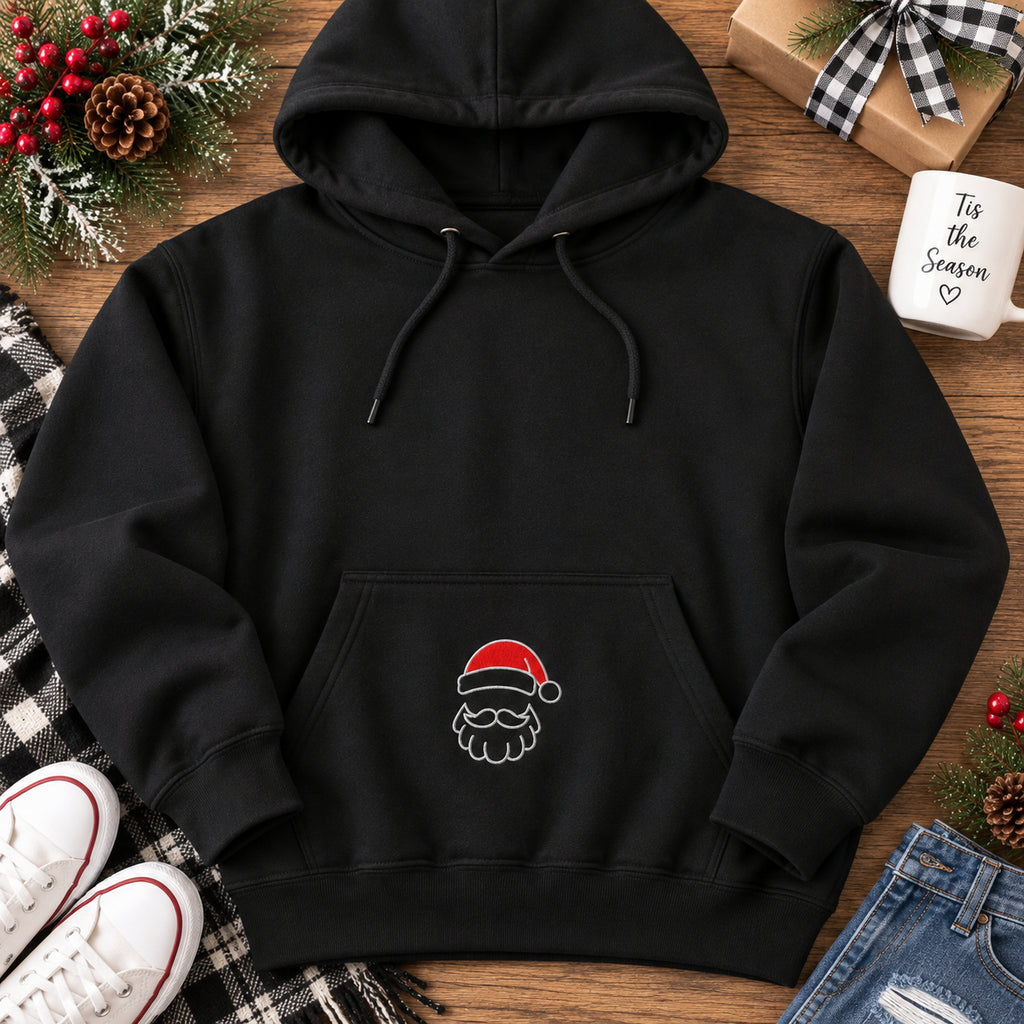 Embroidered Santa Christmas Hoodie | Holiday Sweatshirt