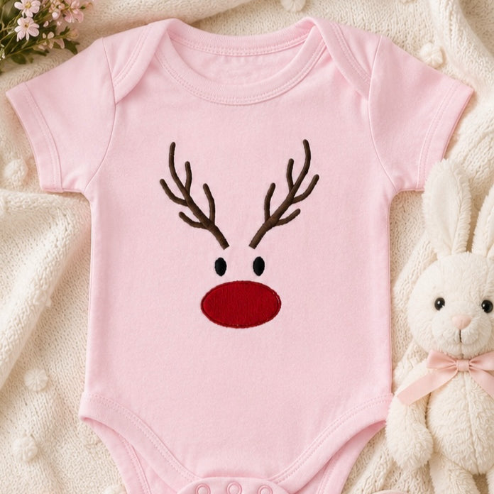 Kids Embroidered Reindeer Outfit, Christmas Baby Outfit