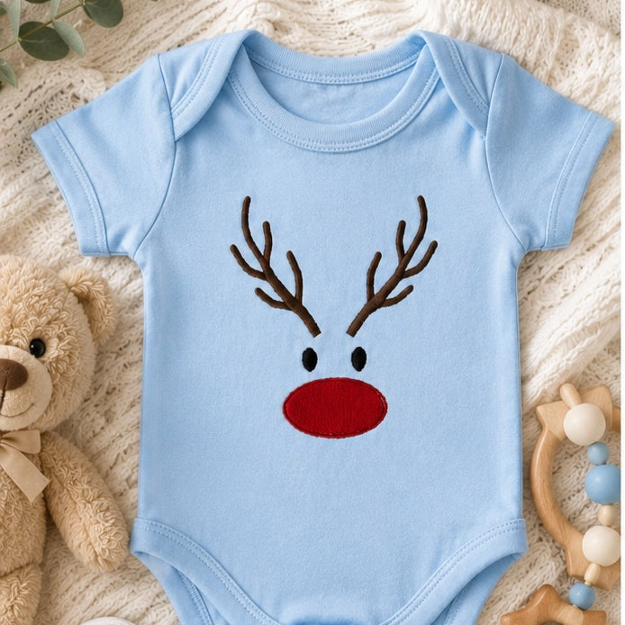 Kids Embroidered Reindeer Outfit, Christmas Baby Outfit
