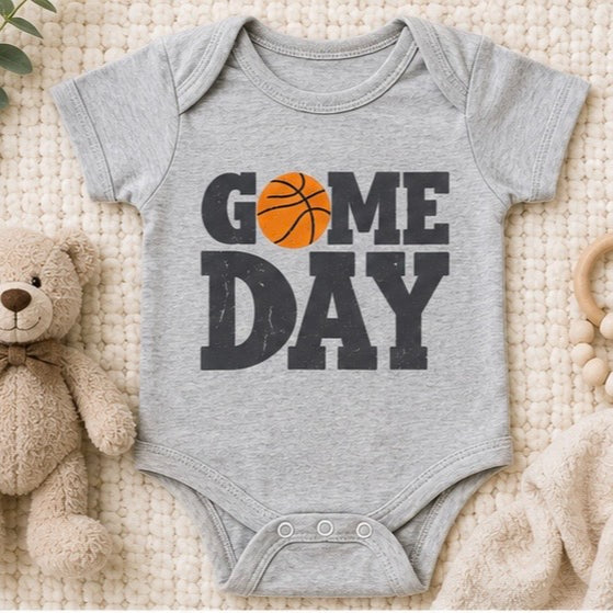 Game Day Printed Basketball Baby Outfit