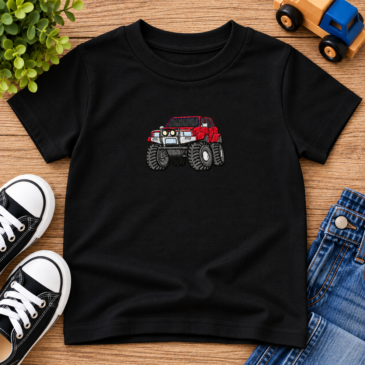 Kids Embroidered Monster Truck T-Shirt