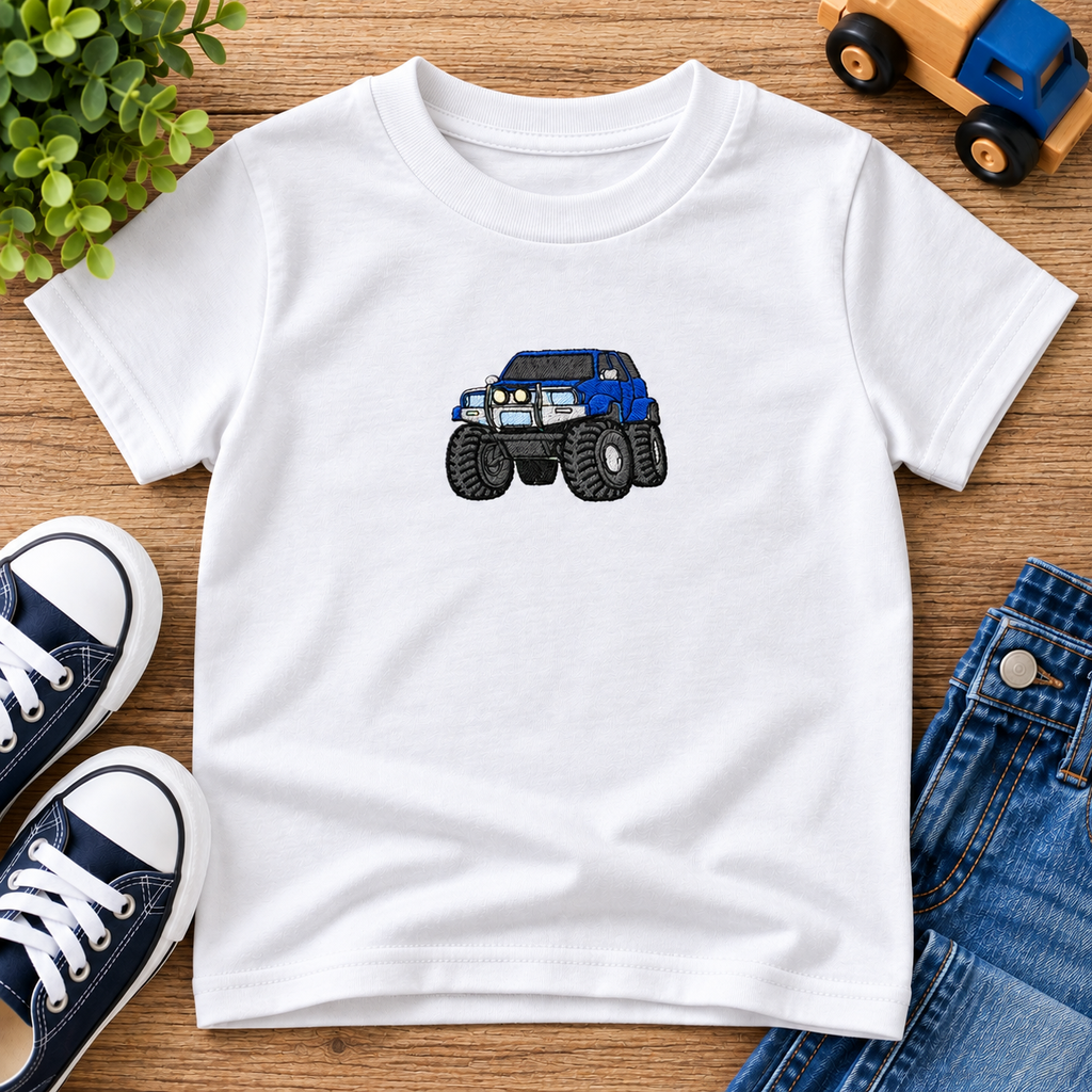 Kids Embroidered Monster Truck T-Shirt