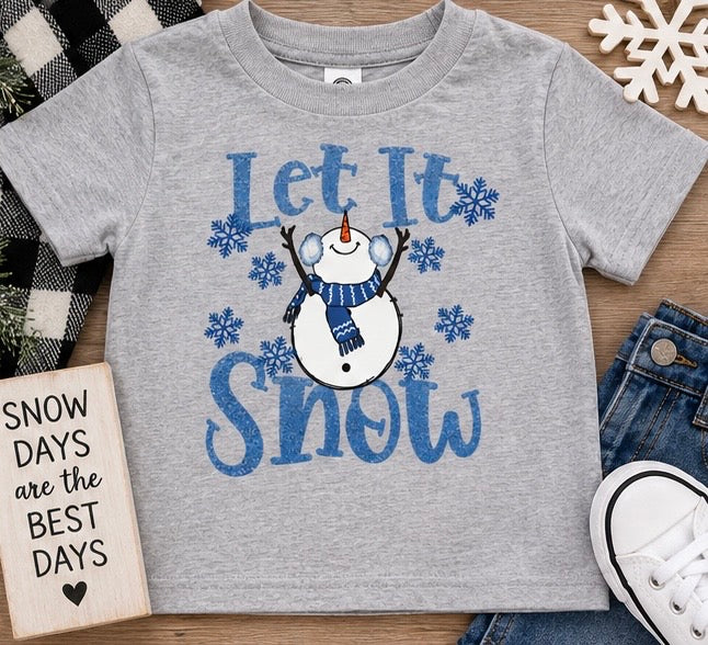 Let It Snow Kids Shirt, Snowman Christmas Shirt