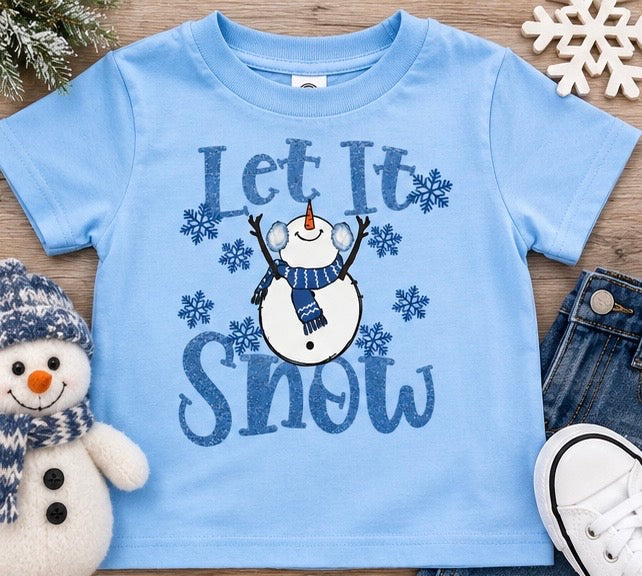 Let It Snow Kids Shirt, Snowman Christmas Shirt