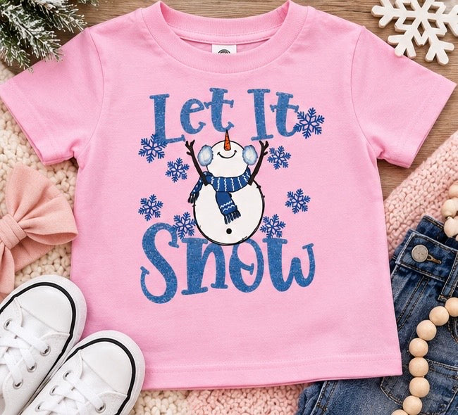 Let It Snow Kids Shirt, Snowman Christmas Shirt