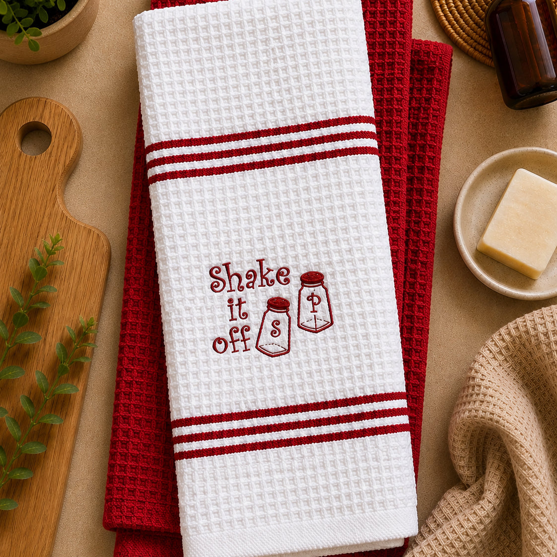 Shake it Off - Embroidered Kitchen Towel Set