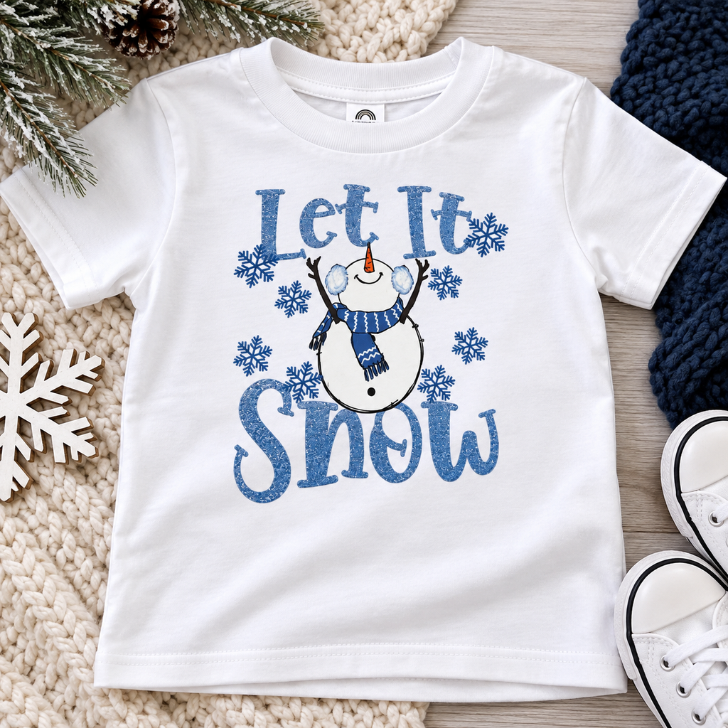 Let It Snow Kids Shirt, Snowman Christmas Shirt