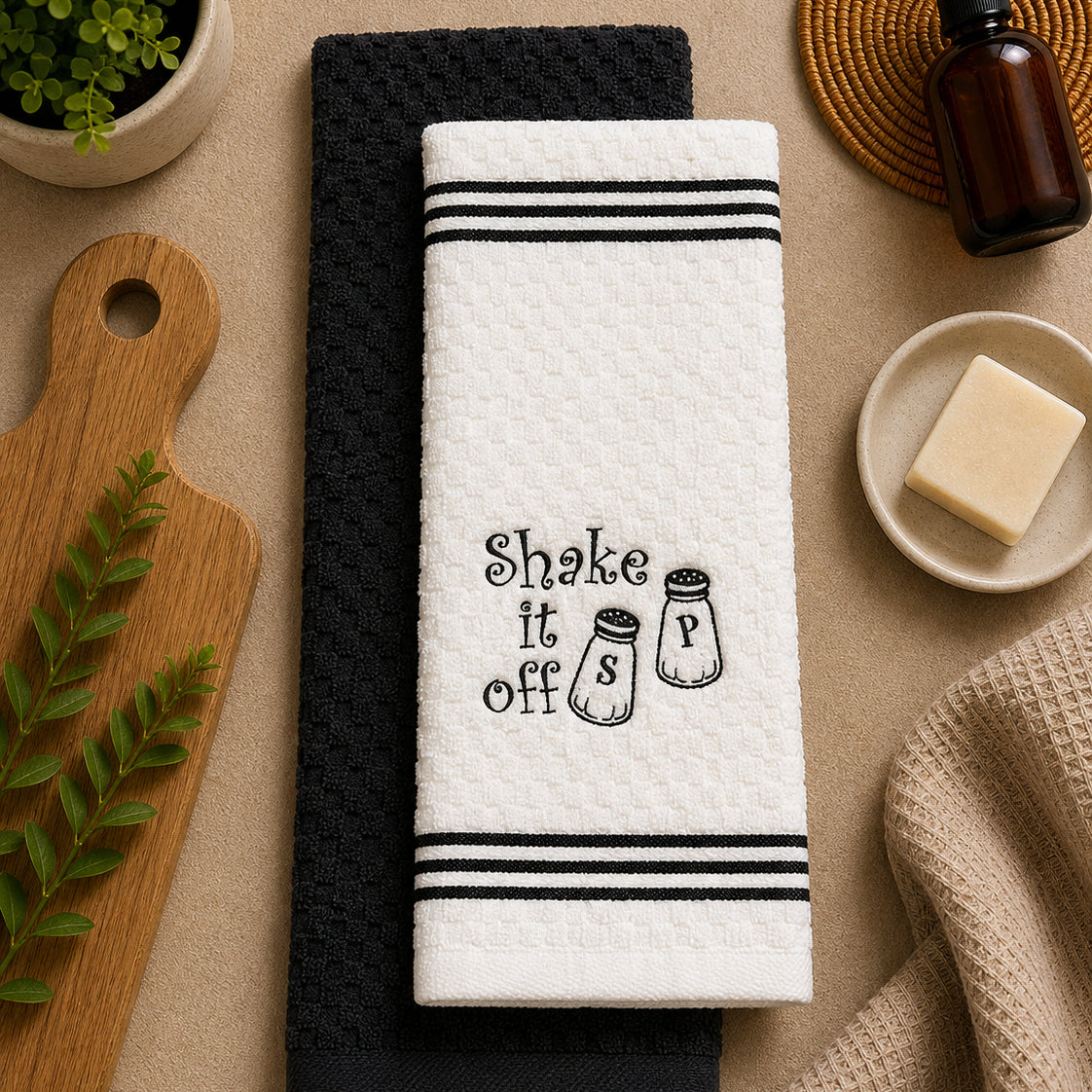 Shake it Off - Embroidered Kitchen Towel Set