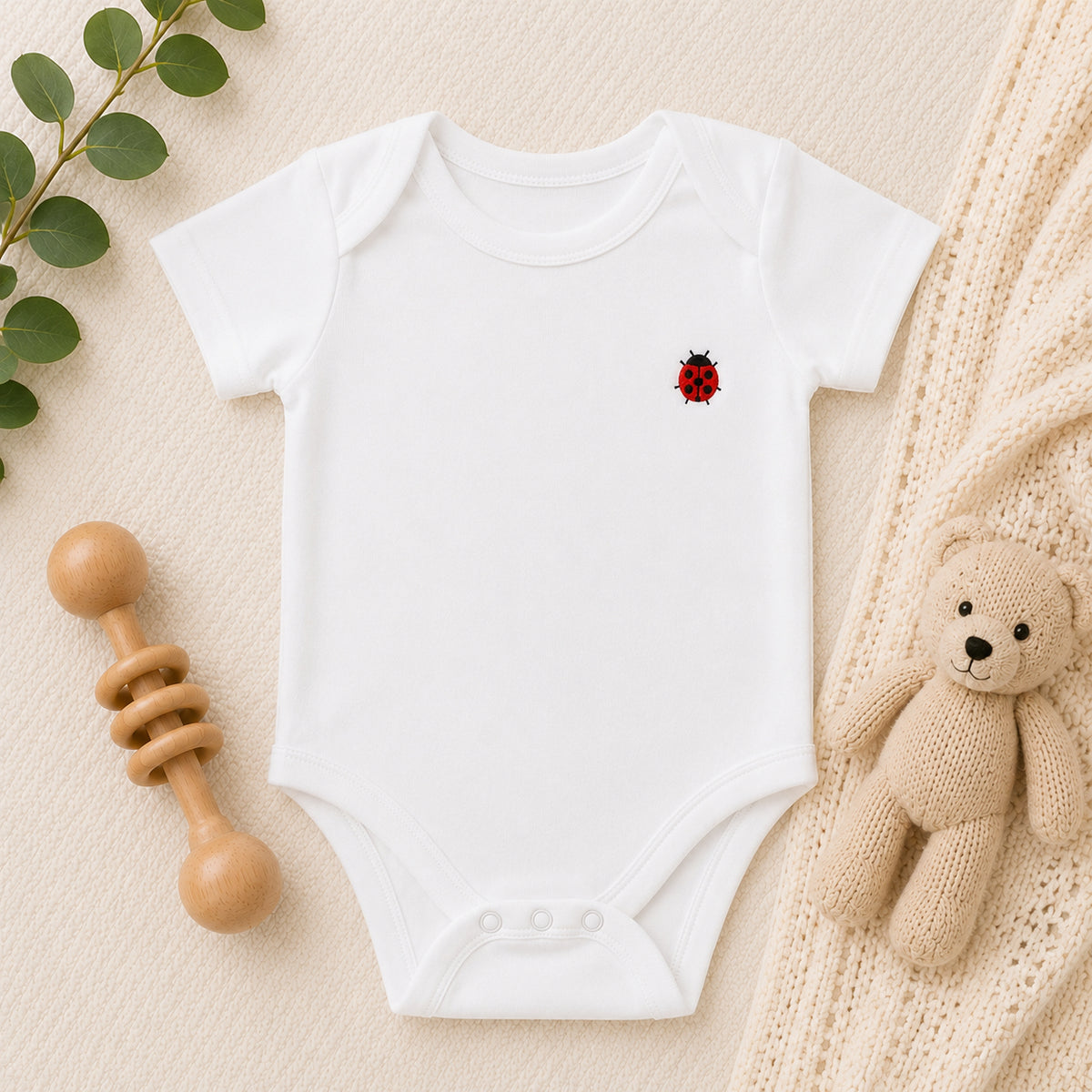 Embroidered Ladybug Baby Outfit