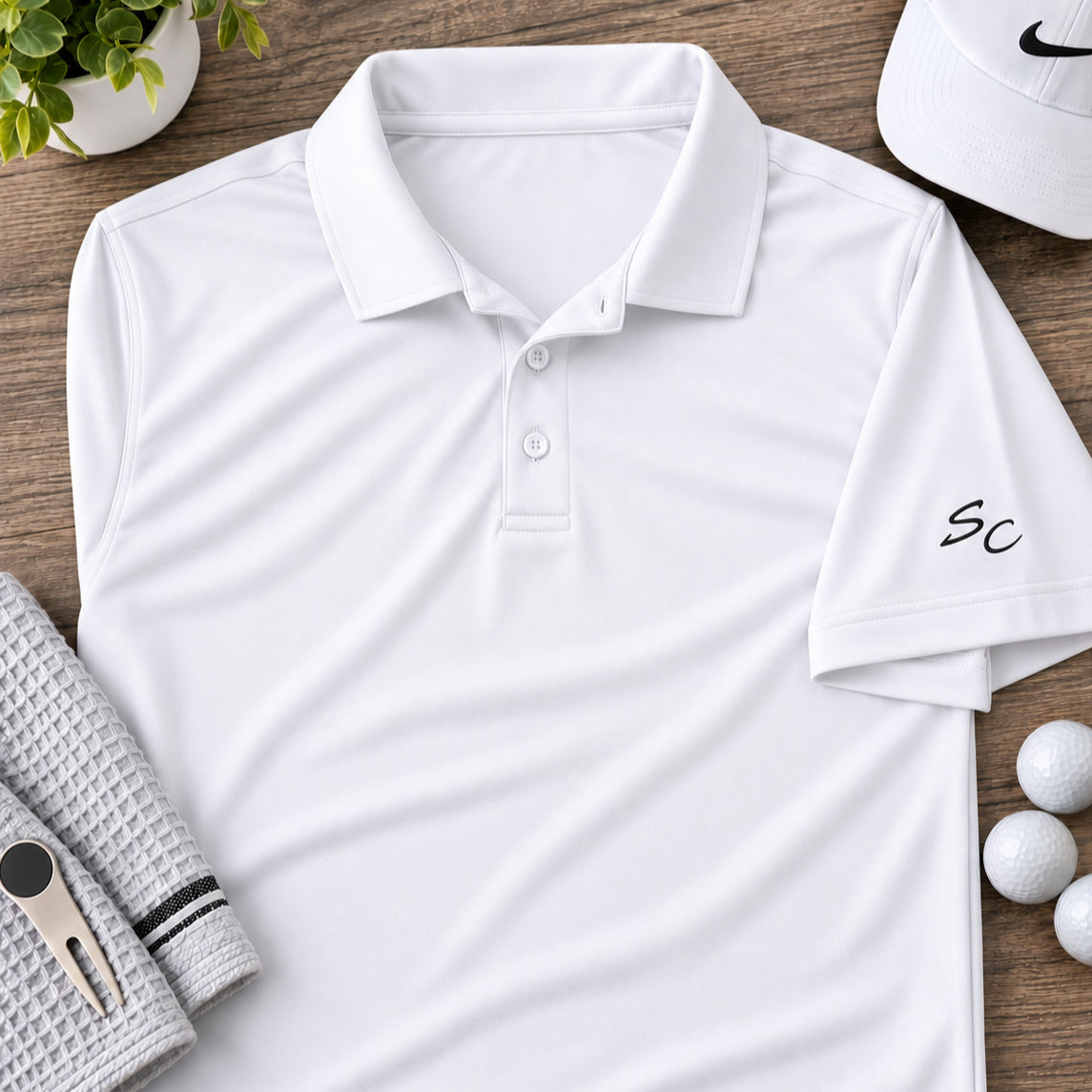 Personalized Polo Shirt with Embroidered Initials on Sleeve | Custom Monogram Polo