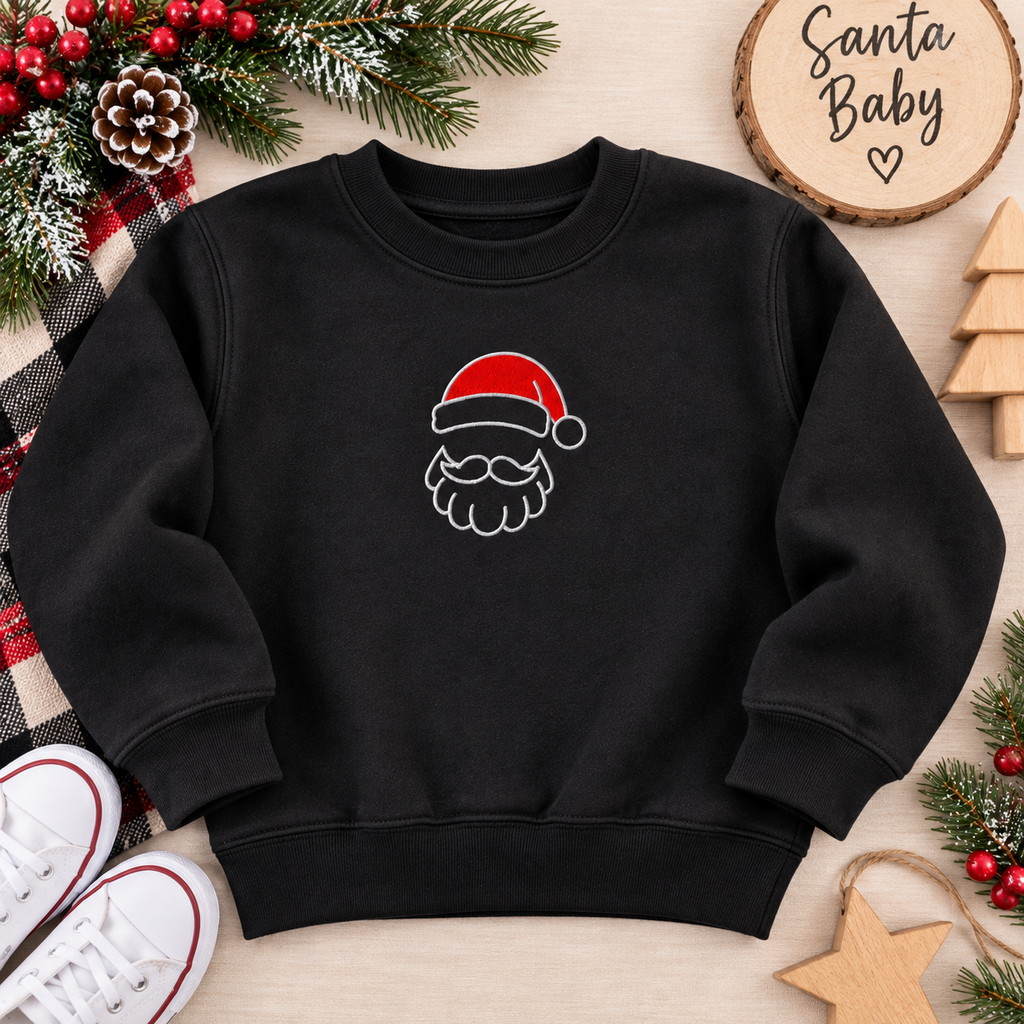 Embroidered Santa Christmas Hoodie | Holiday Sweatshirt
