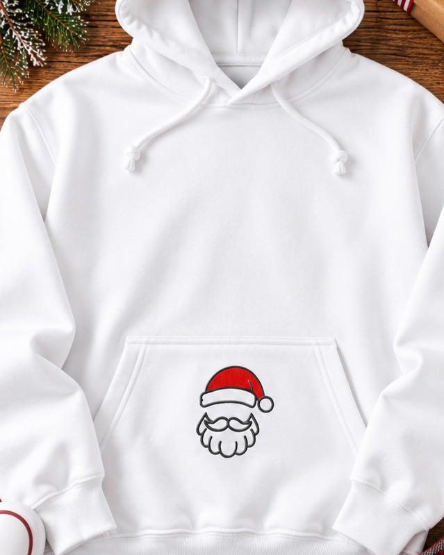Embroidered Santa Christmas Hoodie | Holiday Sweatshirt