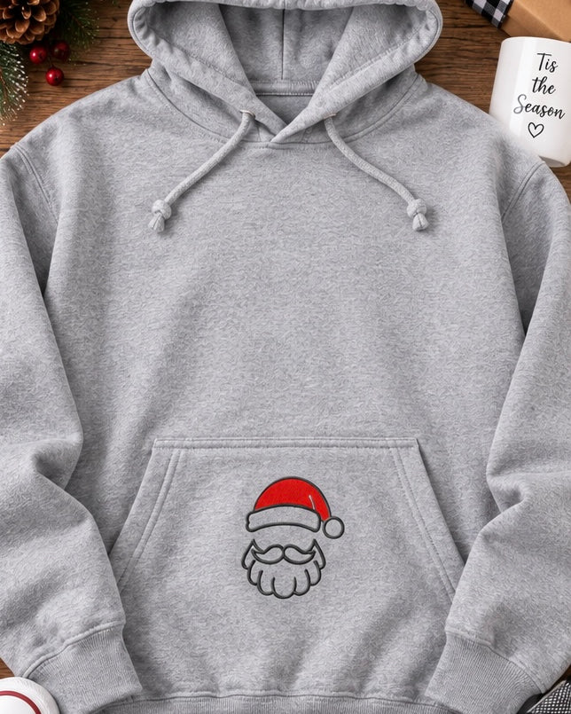 Embroidered Santa Christmas Hoodie | Holiday Sweatshirt