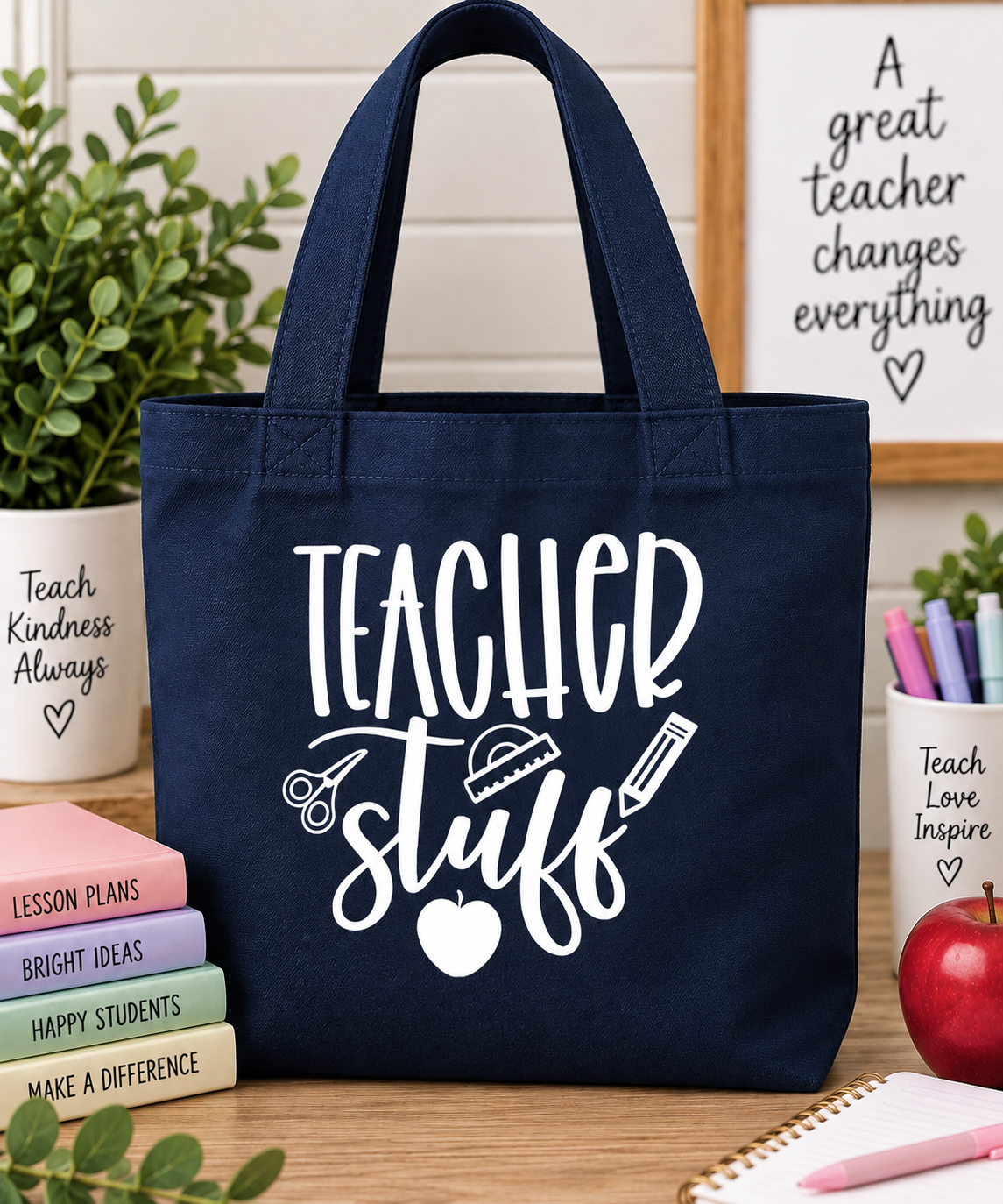Teacher Stuff Printed Tote Bag | Teacher Appreciation Gift