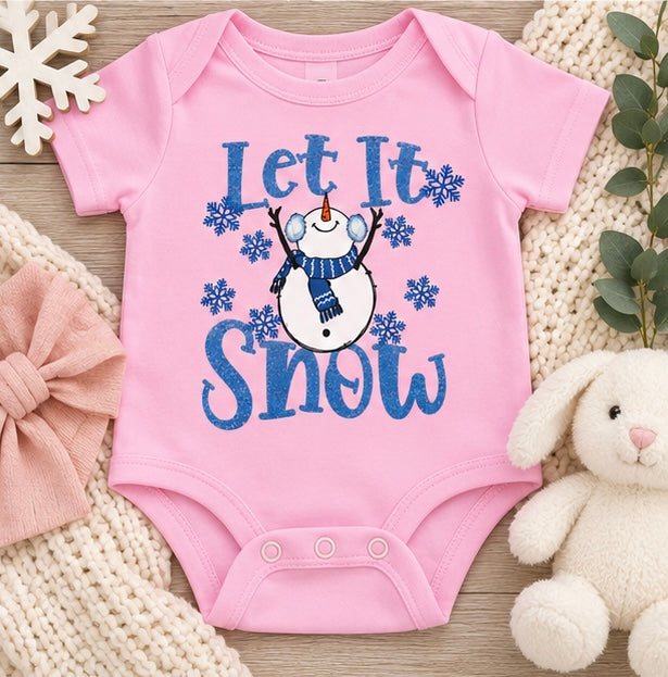 Let It Snow Kids Shirt, Snowman Christmas Shirt