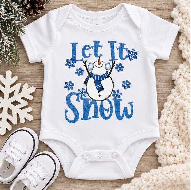 Let It Snow Kids Shirt, Snowman Christmas Shirt