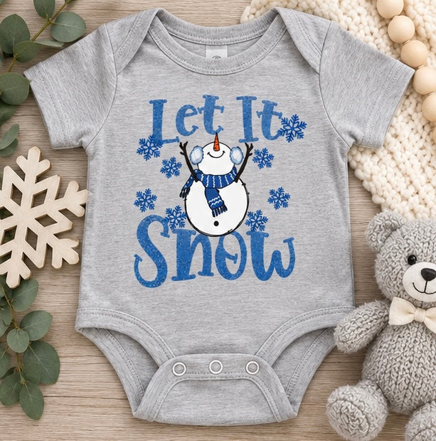 Let It Snow Kids Shirt, Snowman Christmas Shirt