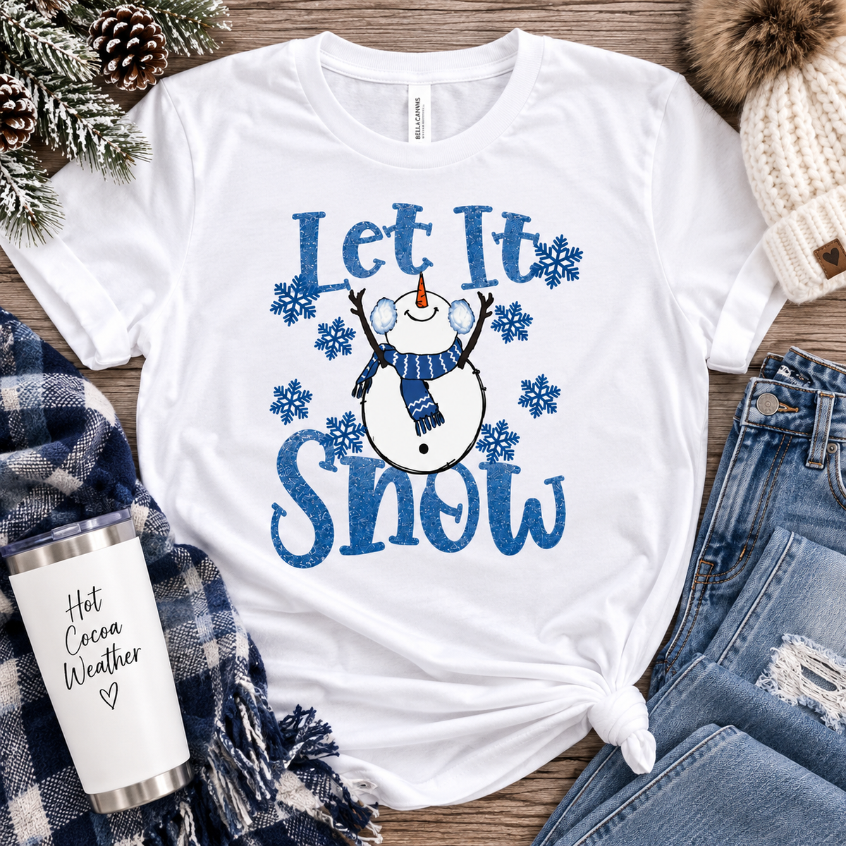 Let It Snow Shirt, Snowman Christmas Top