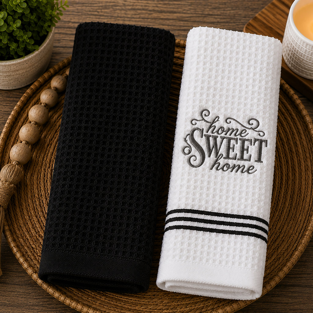 Home Sweet Home Embroidered Kitchen or Bath Towel Set