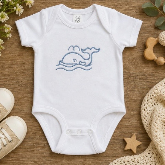 Embroidered Whale Baby Outfit