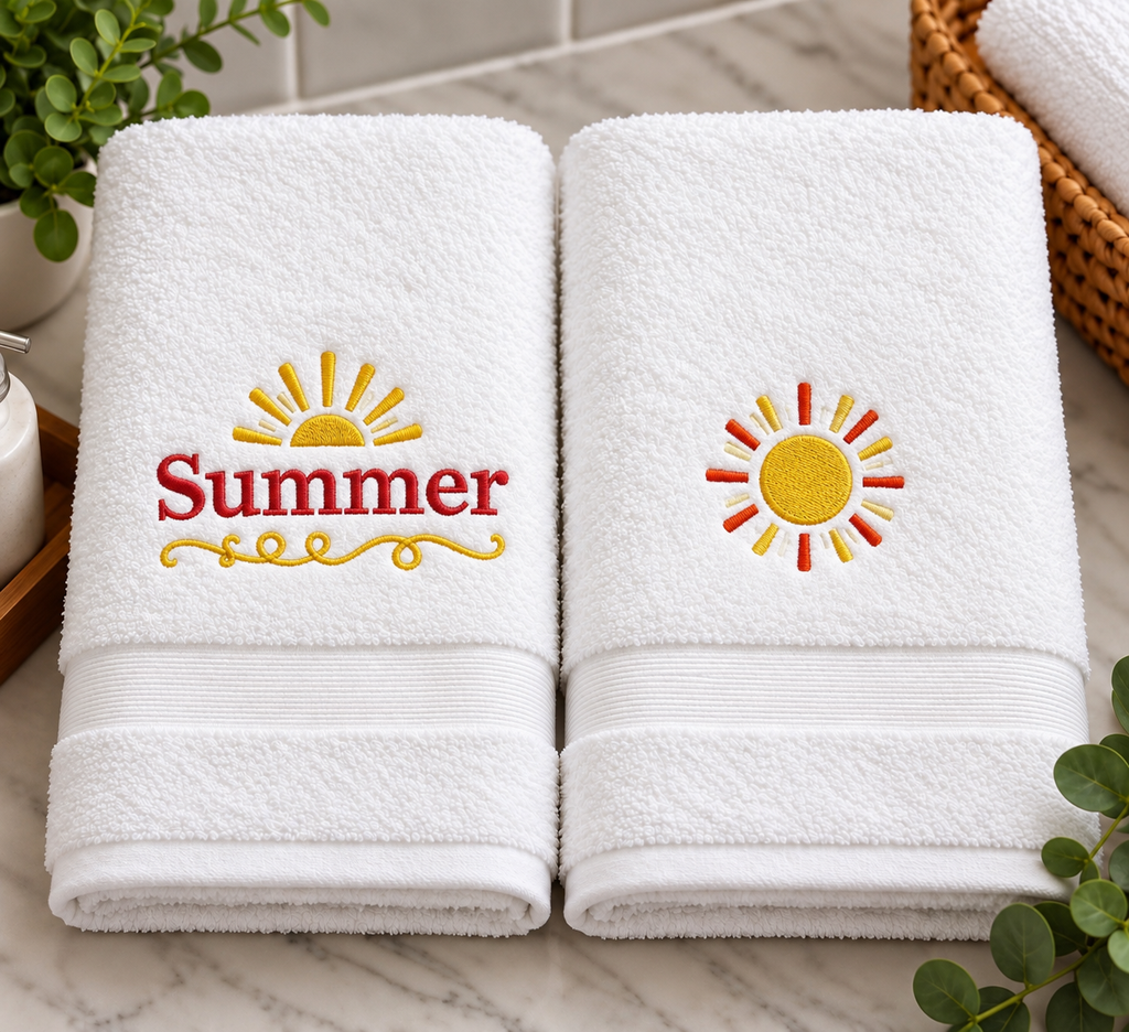 Summer Embroidered Hand Towel Set | Decorative Guest Towels