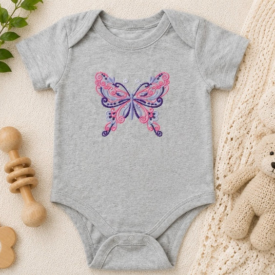 Embroidered Butterfly Children's Outfit