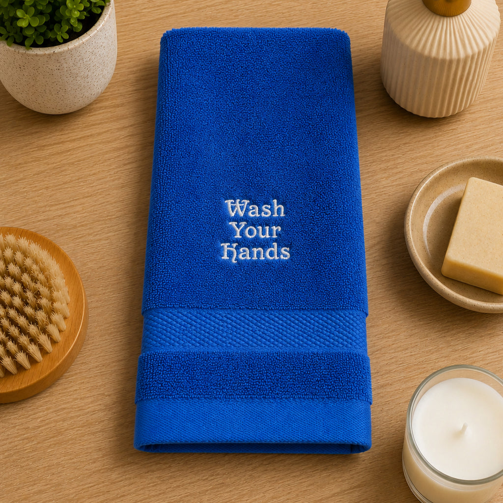 Funny Bathroom Hand Towel | Wash Your Hands Embroidered Towel
