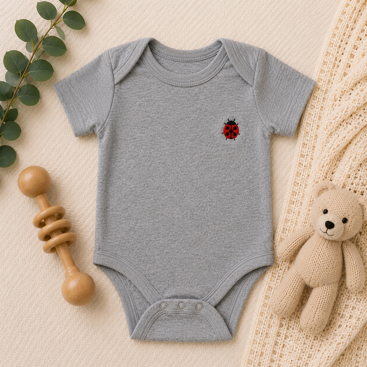 Embroidered Ladybug Baby Outfit