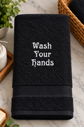 Funny Bathroom Hand Towel | Wash Your Hands Embroidered Towel