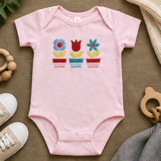 Floral Garden Embroidered Baby Outfit