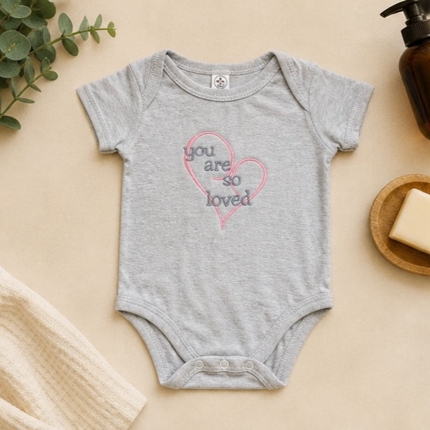 You are So Loved Embroidered Baby Outfit