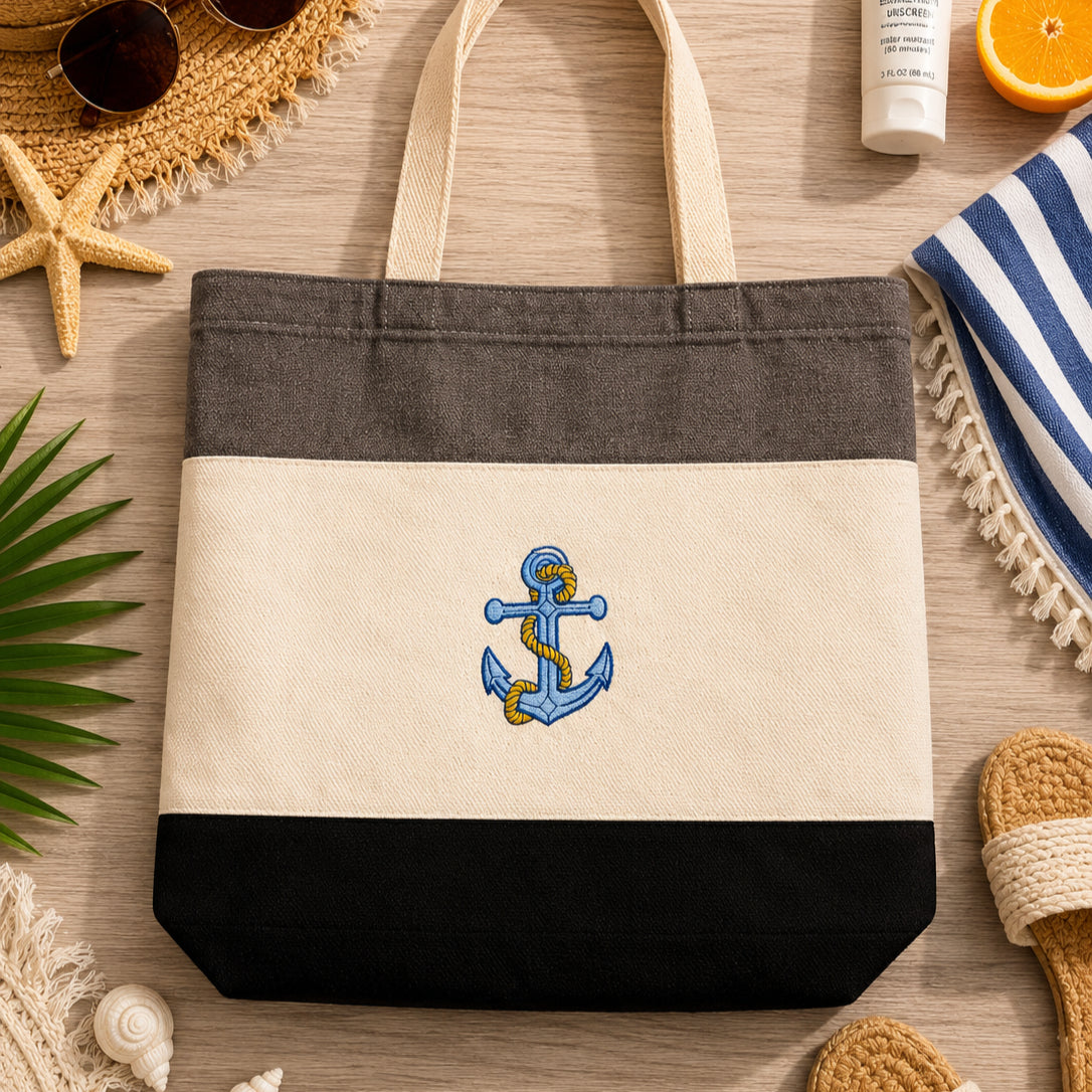 Nautical Anchor Embroidered Tote