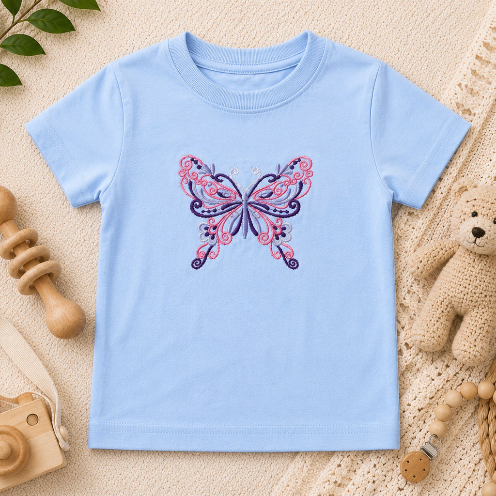 Embroidered Butterfly Children's Outfit