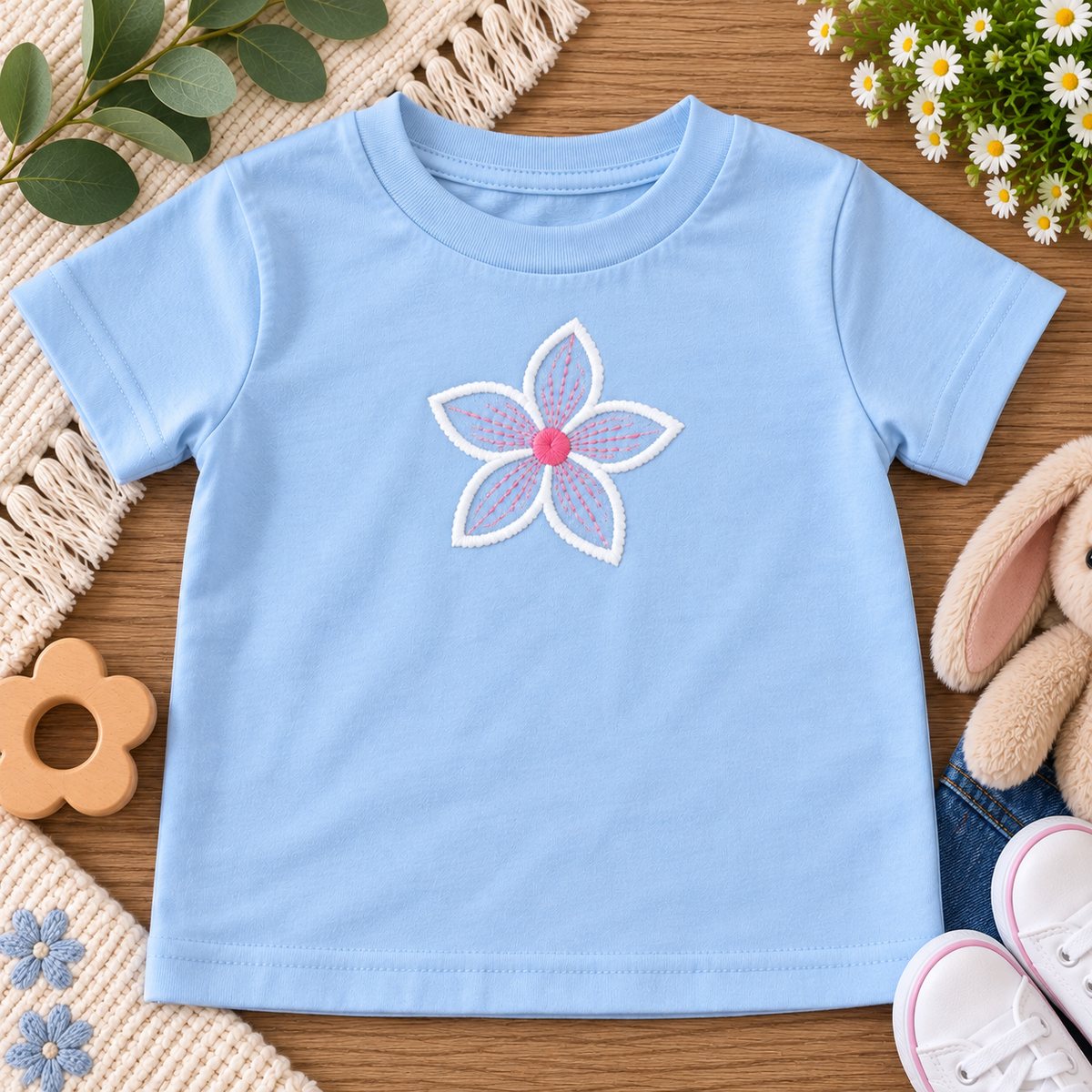 Pink Floral Baby Bodysuit | Embroidered Flower Onesie