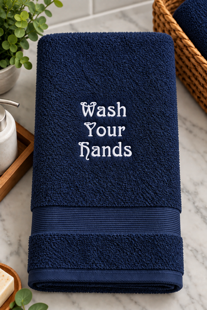 Funny Bathroom Hand Towel | Wash Your Hands Embroidered Towel