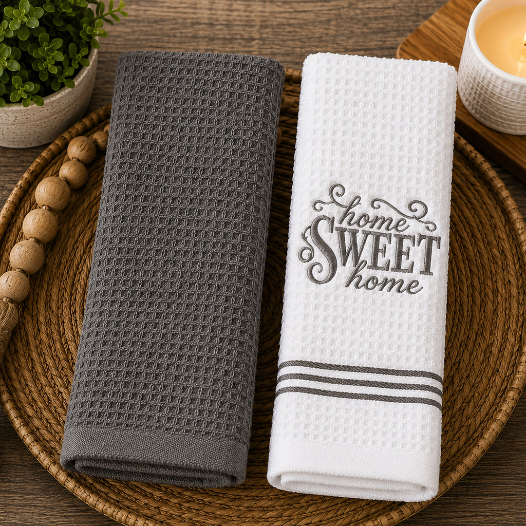 Home Sweet Home Embroidered Kitchen or Bath Towel Set