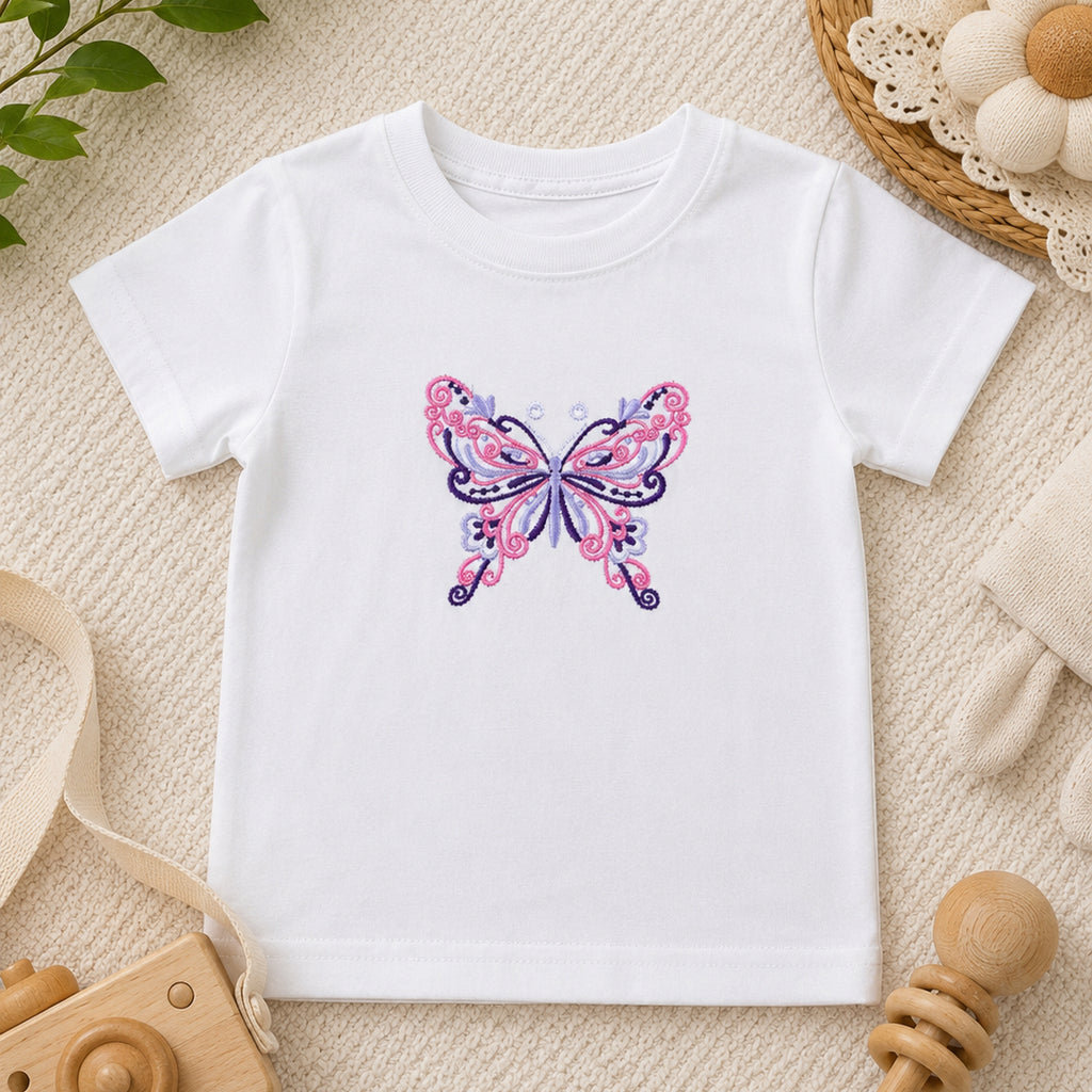 Embroidered Butterfly Children's Outfit