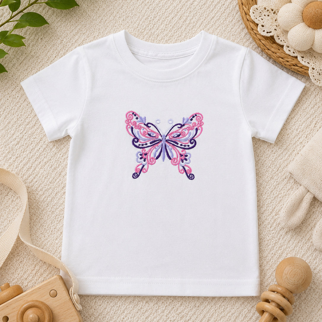 Embroidered Butterfly Children's Outfit