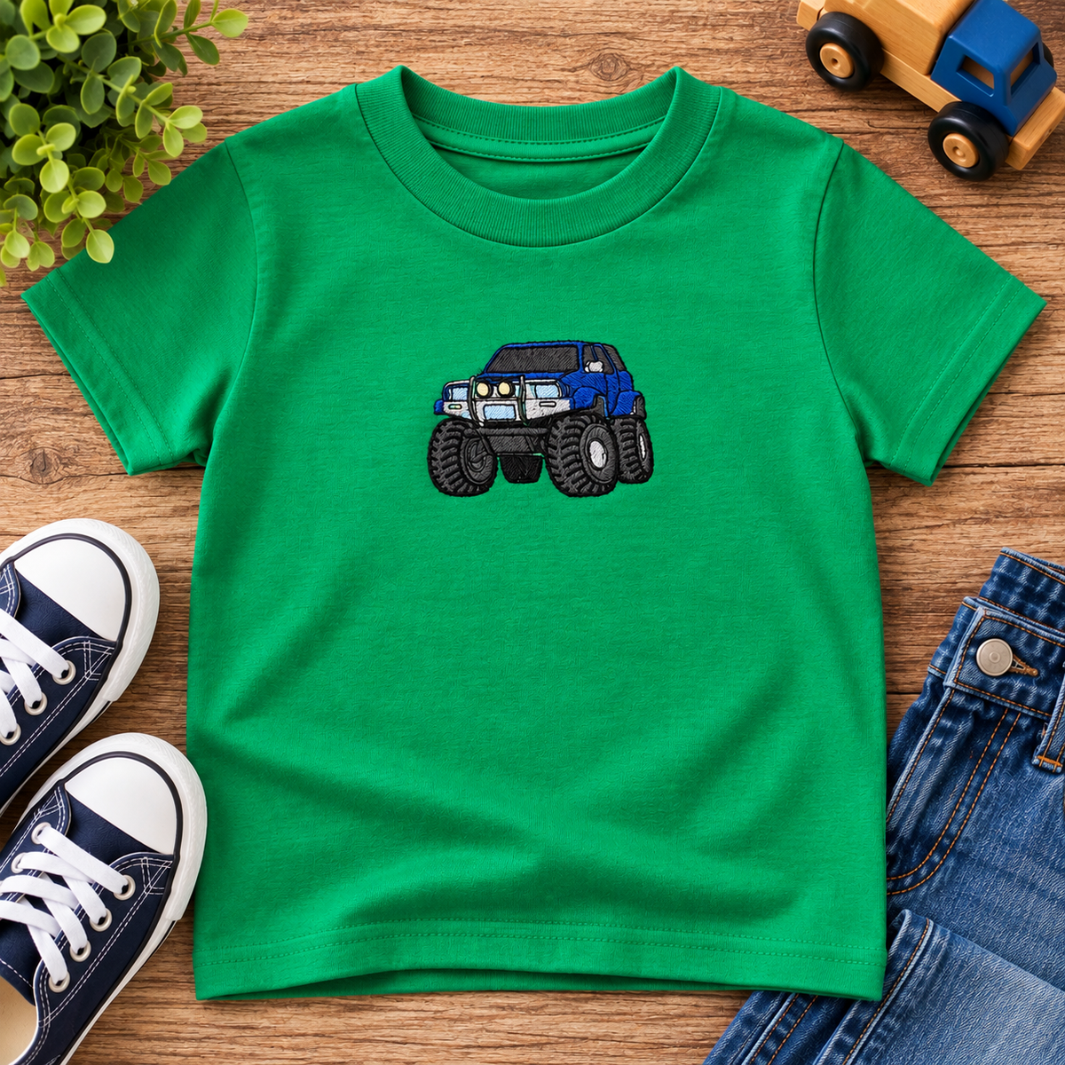 Kids Embroidered Monster Truck T-Shirt