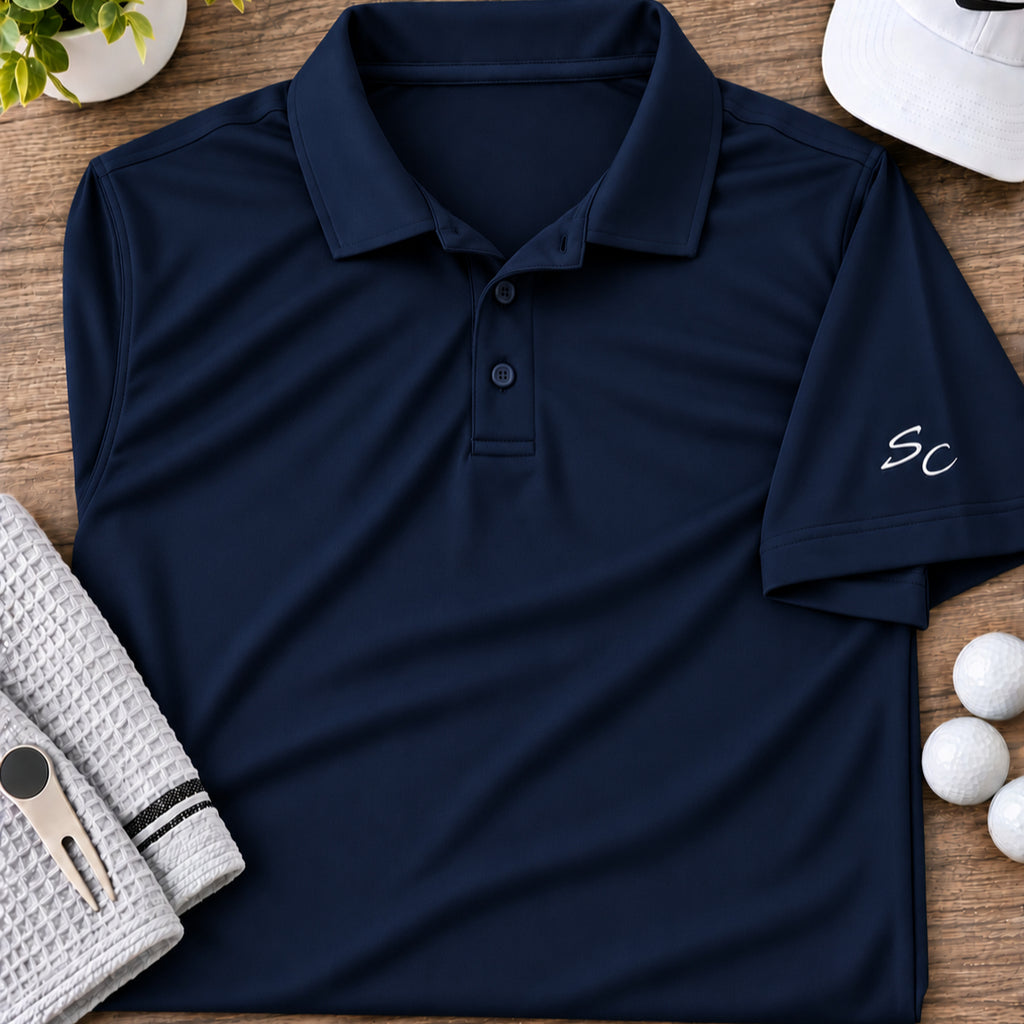 Personalized Polo Shirt with Embroidered Initials on Sleeve | Custom Monogram Polo