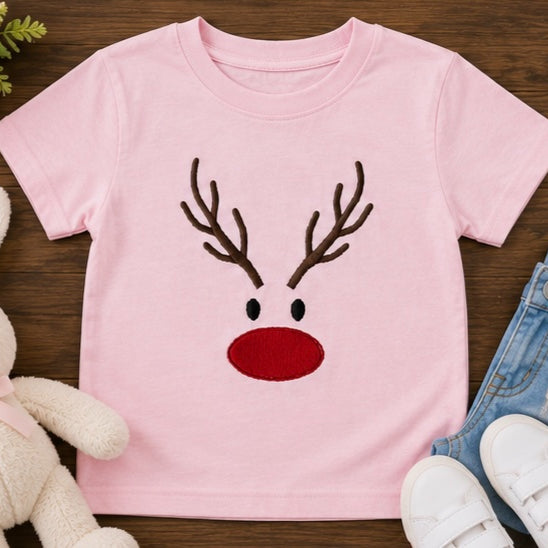 Kids Embroidered Reindeer Outfit, Christmas Baby Outfit