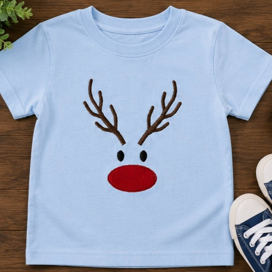 Kids Embroidered Reindeer Outfit, Christmas Baby Outfit