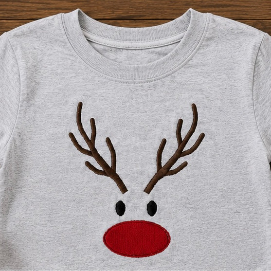 Kids Embroidered Reindeer Outfit, Christmas Baby Outfit