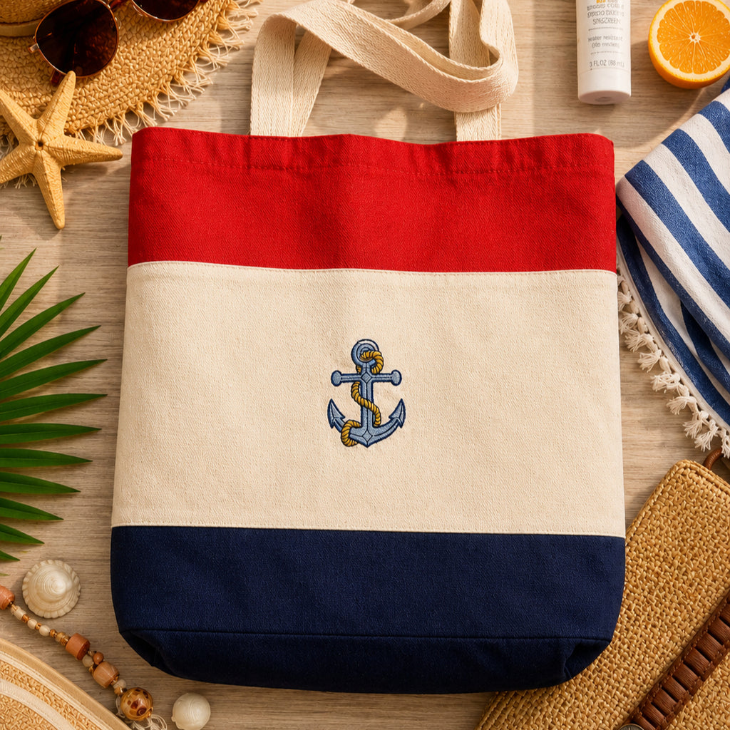 Nautical Anchor Embroidered Tote
