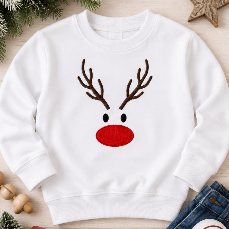 Kids Embroidered Reindeer Outfit, Christmas Baby Outfit