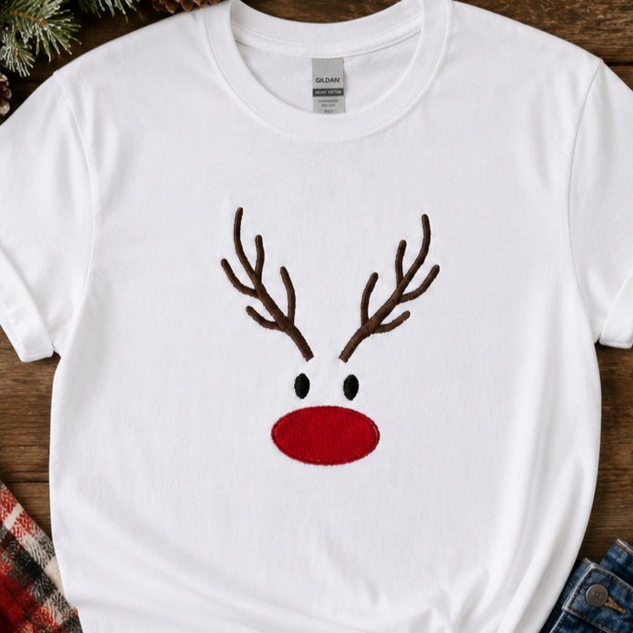 Embroidered Reindeer Hoodie, Christmas Top