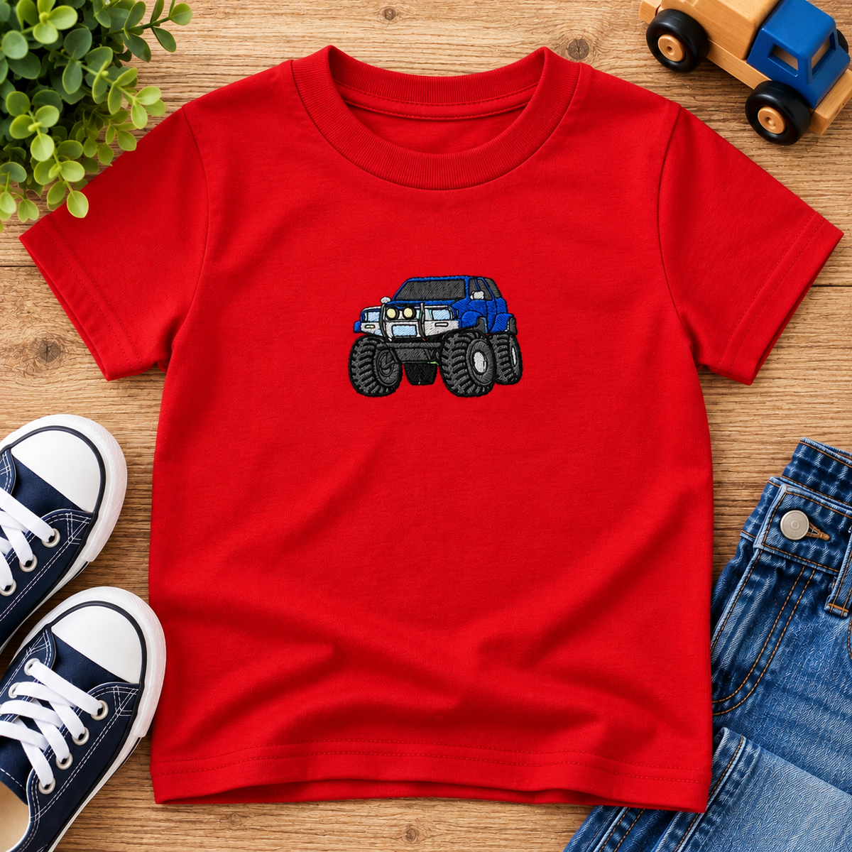 Kids Embroidered Monster Truck T-Shirt