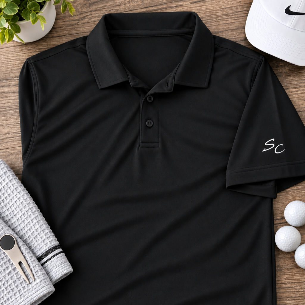 Personalized Polo Shirt with Embroidered Initials on Sleeve | Custom Monogram Polo