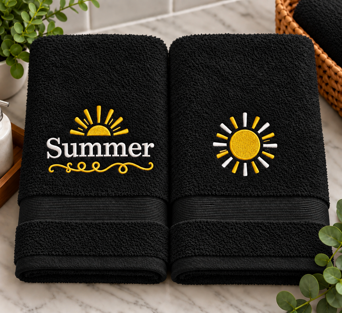 Summer Embroidered Hand Towel Set | Decorative Guest Towels